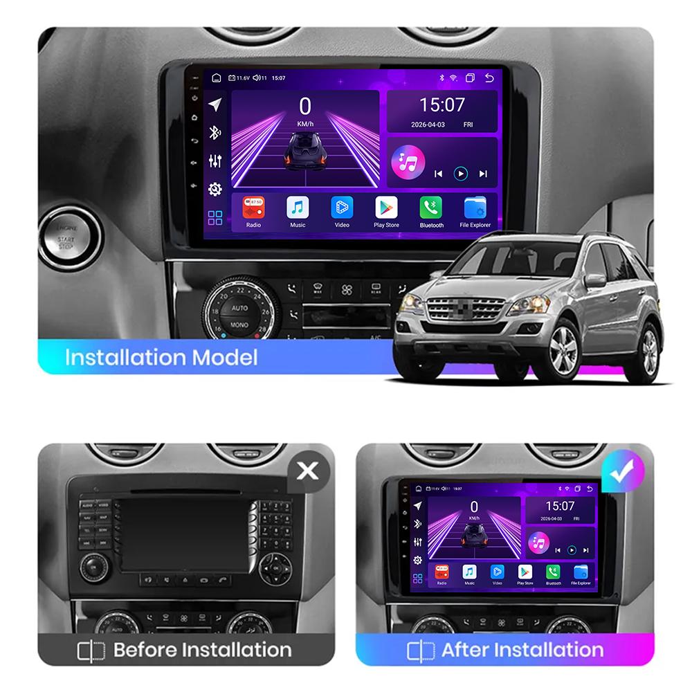 Автомобильная магнитола Android Car-Play для Mercedes Benz ML W164 GL 2005-2012 Мультимедийный плеер Головное устройство Стерео Навигация GPS BT WIFI, 8 ЯДЕР ,2+32ГБ