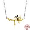 Authentic 925 Sterling Silver Enamel Lovely Honey Bee Necklace for Women Chain Link Necklaces Silver 925 Jewelry