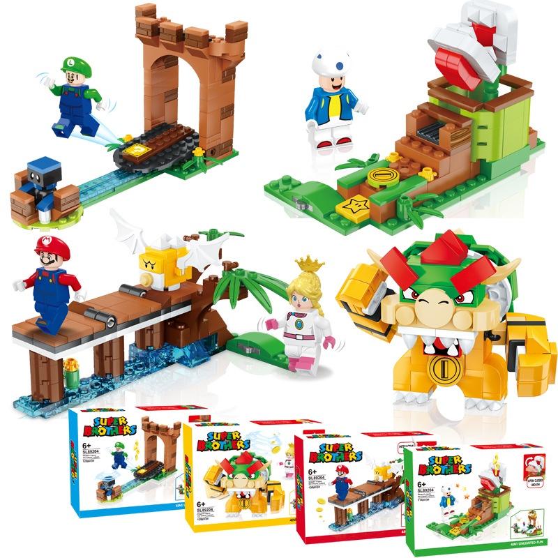 Colorful Super Mario Bros Dolls Luigi Peach Bowser Toad Building Blocks