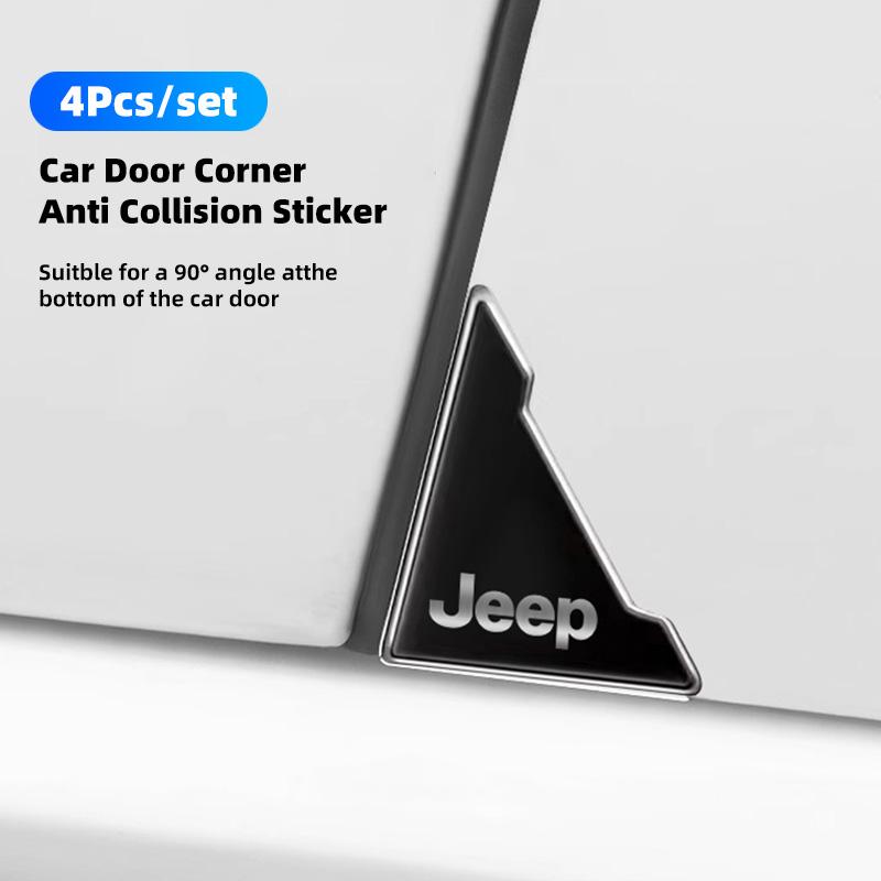 AJL6 4Pcs Car Door Anticollision Stickers Anti Scratch Rubber Pad For Jeep Grand Cherokee Wrangler JK Gladiator Compass Renegade