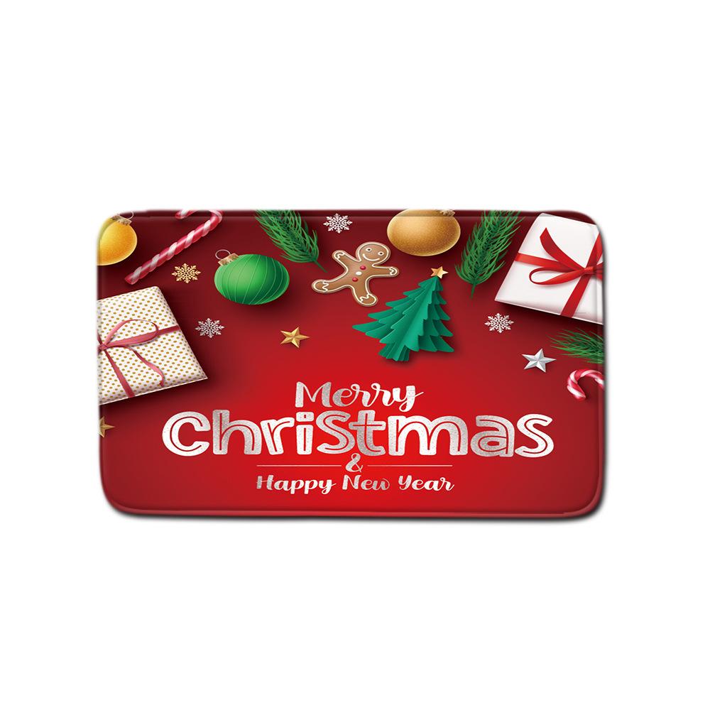 Christmas Shower Curtain Floor Mat Combination Four-Piece Set Bathroom Toilet Carpet Shower Room Mat Foot Mat