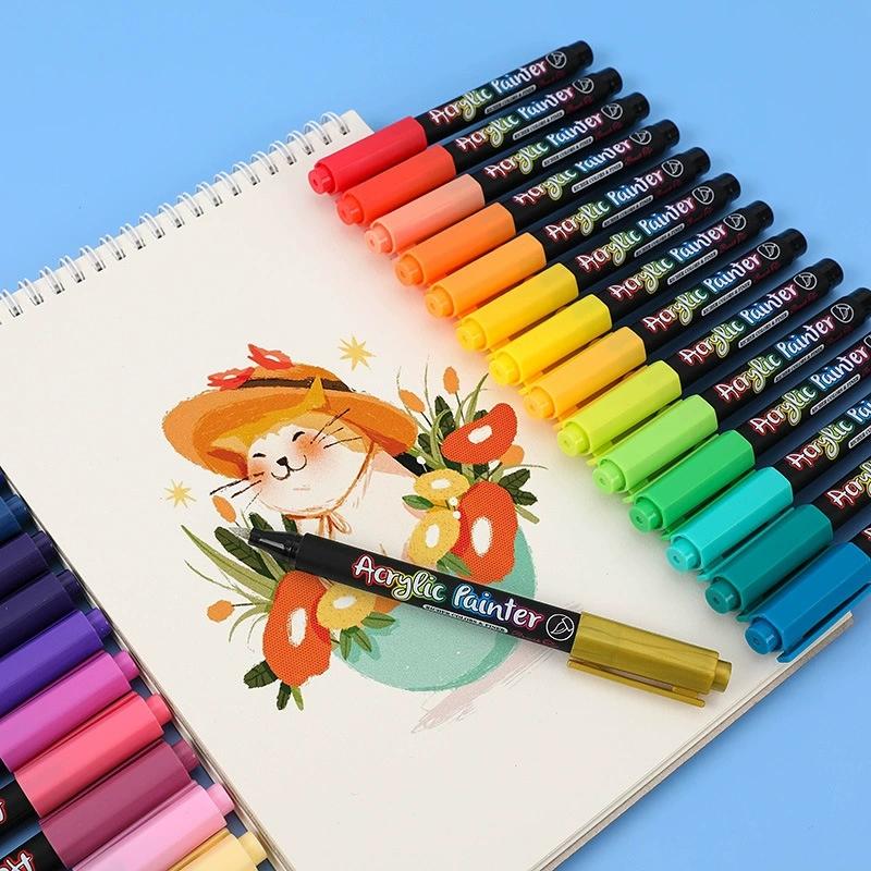 60 Colors GuangNa Acrylic Paint Pens Markers, for Wood, Canvas, Glass, Ceramic Surfaces,DIY Paint Markers School Accessories