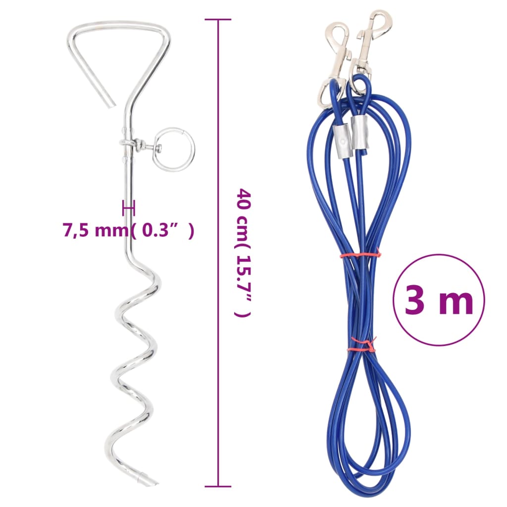 Dog Leash with Ground Stake 3 m
