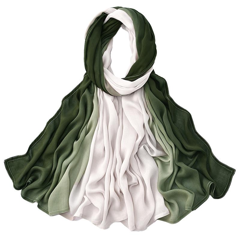 Ombre Modal Fabric Hijab Scarf Double Stitches Edge Cotton Viscose Muslim Women Scarf Soft Lightweight Shawl Rayon Scarf Hijab
