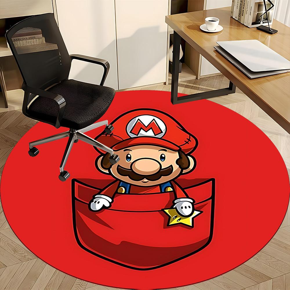 1pc Pocket Mario Office Round Area Rug, Under Office Chairs Bedroom Living Room Home Decor a1022241