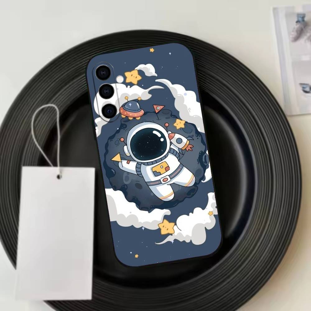Astronaut S-Silicone Phone Case Black Silicone Soft For Samsung Galaxy A73,A72,A71,A70,A53,A52,A51