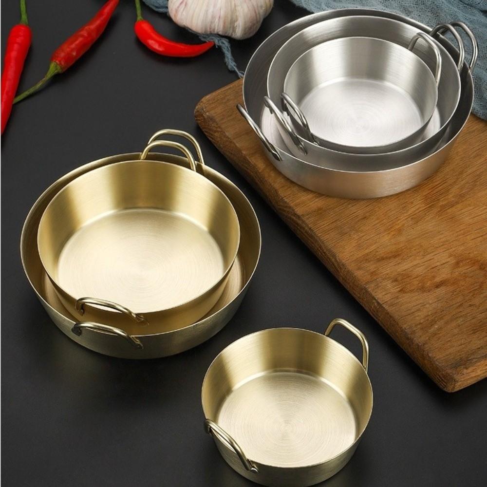 Round Two-Ear Snack Dish 304 Stainless Steel Dual Handle Bowl New Seasoning Cup Kitchen Use