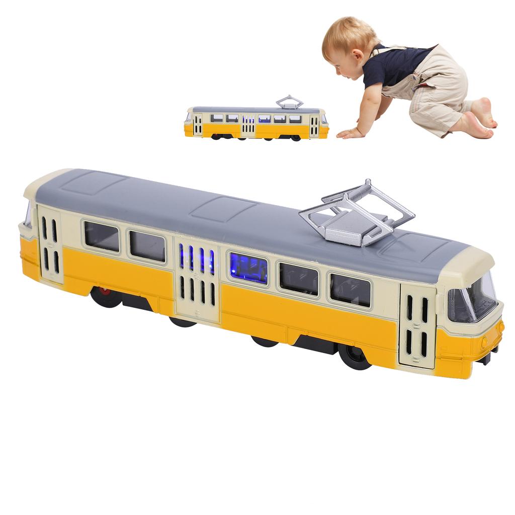 1:90 Kid Pull Back Car Toy Children Alloy Simulation Car Model Decoration with Sound Light(Yellow )
