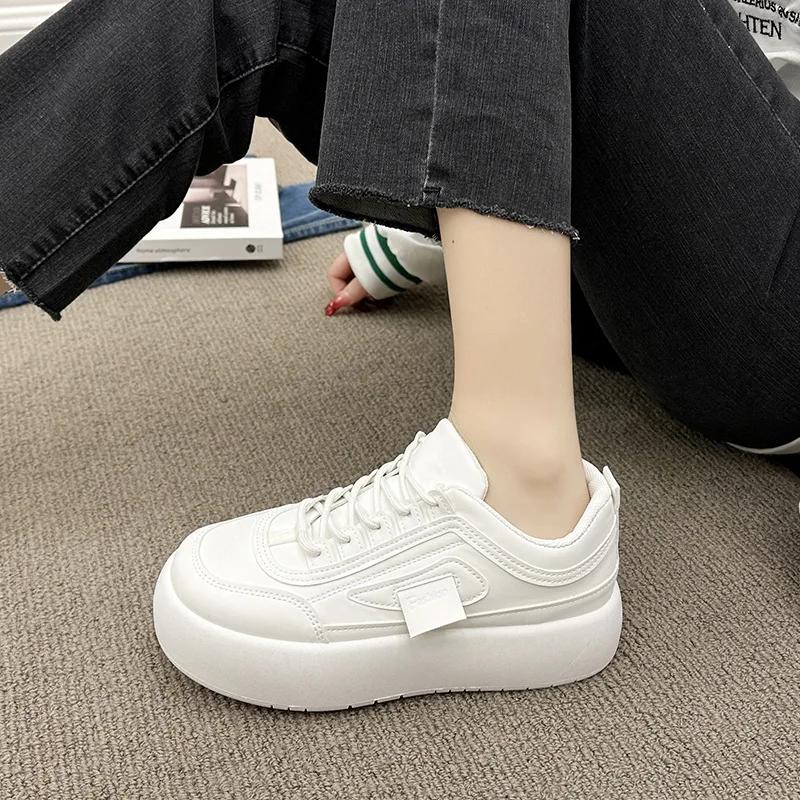 Женская обувь, новые туфли на толстой подошве с большой головкой, женские осенние универсальные повседневные милые туфли на доске, женские кроссовки