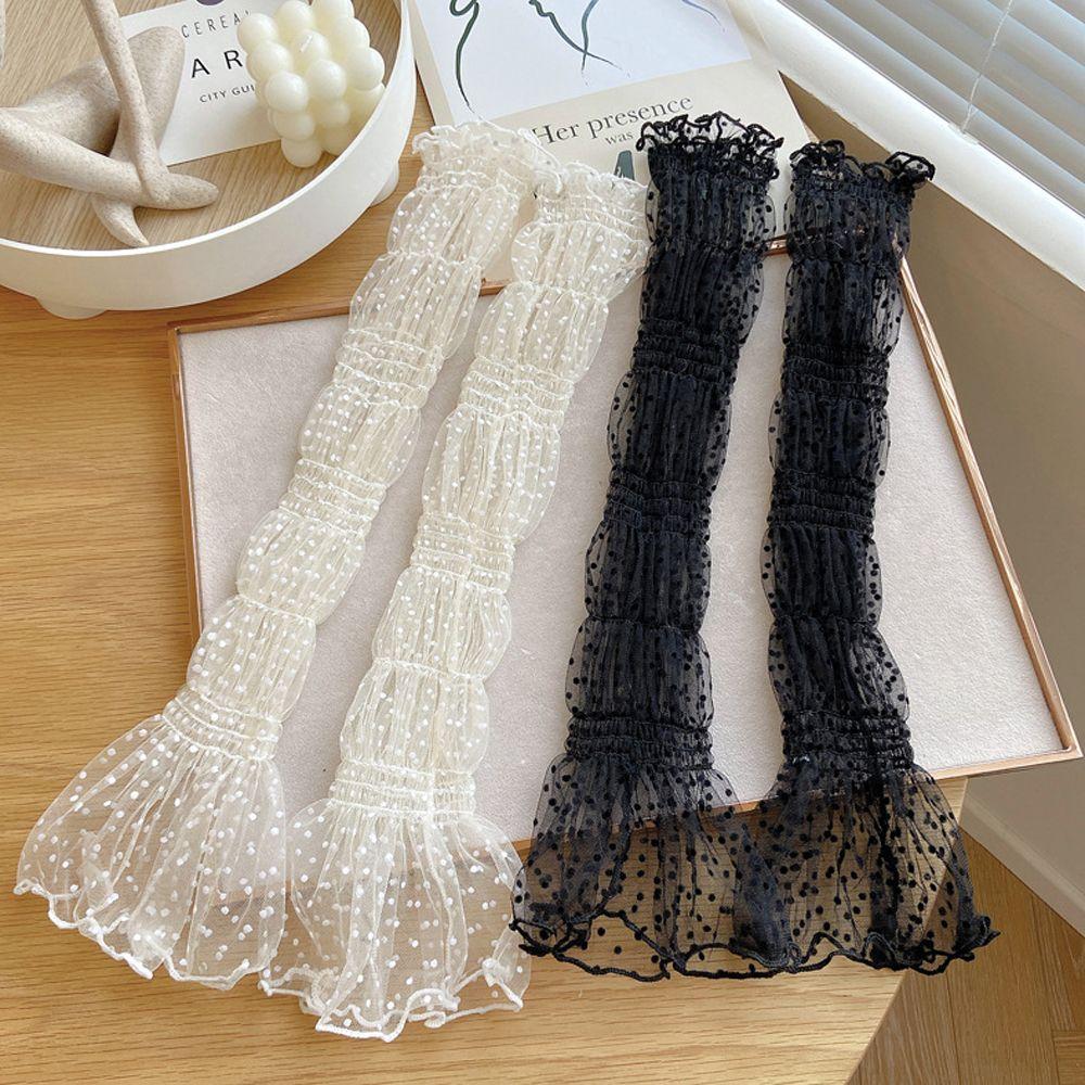 Summer Sunscreen Shade Sleeves Women Lace UV Thin Breathable Oversleeves Outdoor Cycling Driving Fingerless Sleeves
