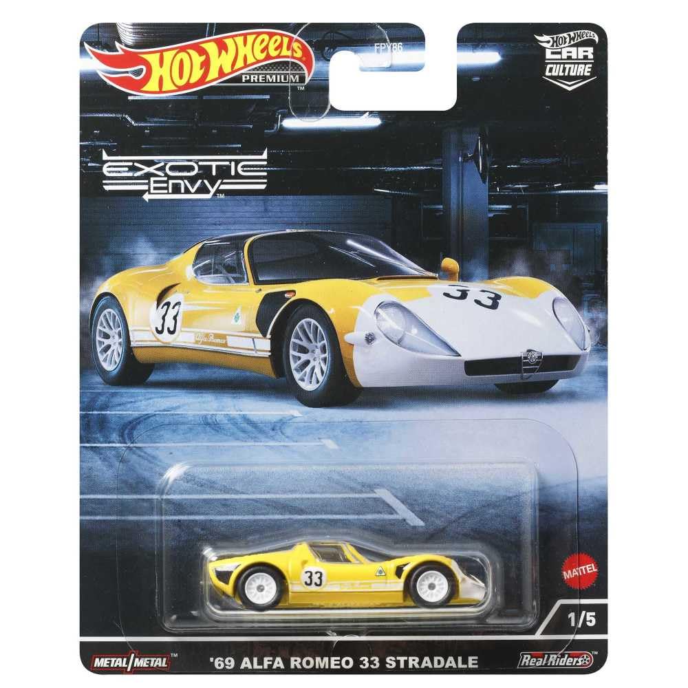 Hot Wheels Car Culture Экзотическая Зависть Alfa Romeo 33 Stradale HCJ91 Желтый [Возраст 3+] 1/64