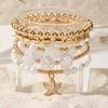 Hot Selling Girlfriend Bracelet Bohemian Pink Bow Pendant Bracelet Female Pearl Crystal Bracelet Set