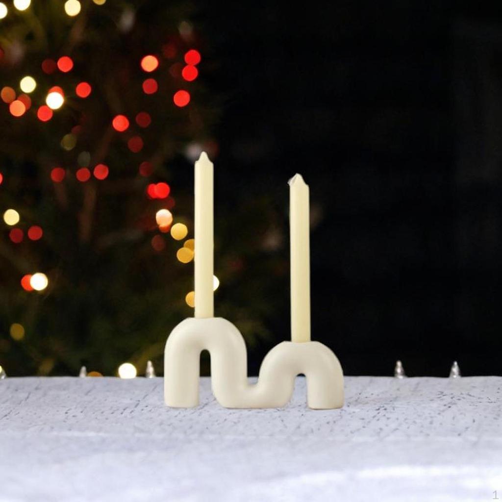Ceramic Candle Holder for Christmas Pillar Display Home Fireplace Candelabrum