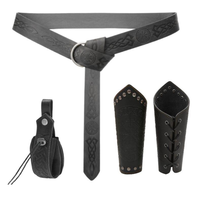 4 шт./компл. Поясная сумка из ПУ кожи, наручи, пояс, комплект средневекового костюма эпохи Ренессанса, аксессуары для Хэллоуина