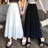 1PC High Waist Skirts Long Skirts A-line Skirts Polyester Chiffon White Elastic Women Vintage