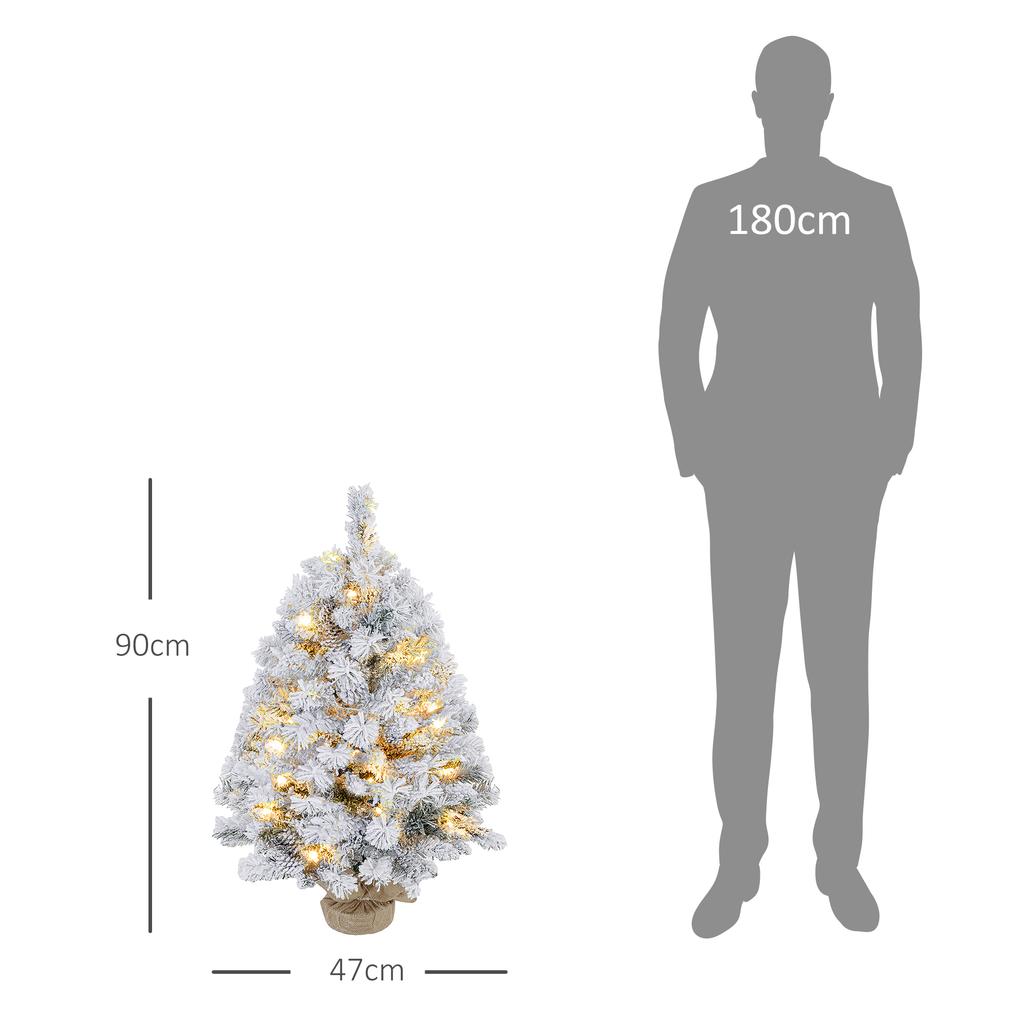 3ft Snowy Tabletop Christmas Tree, with LED Lights