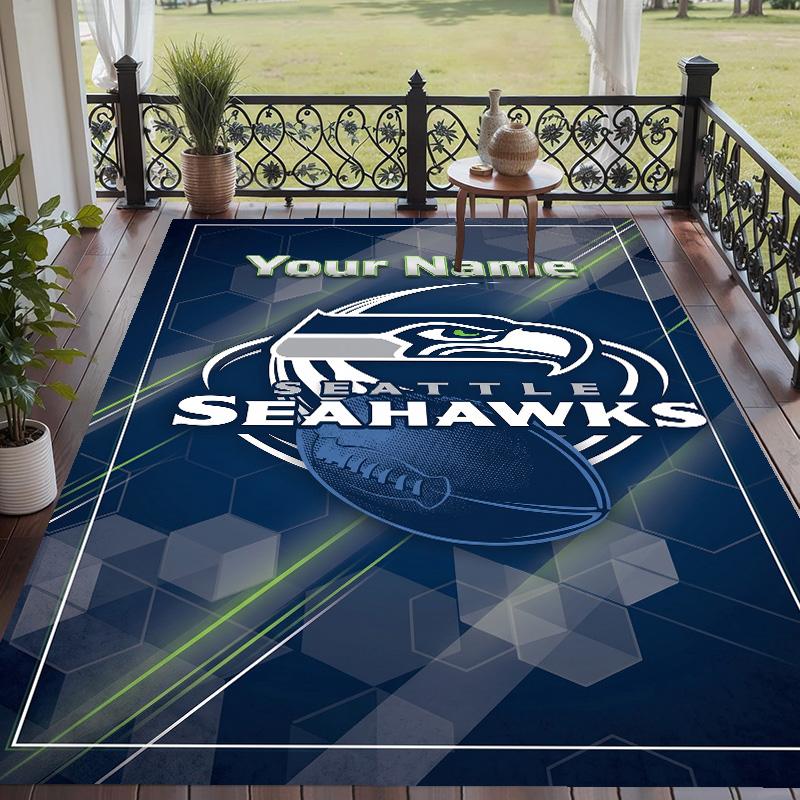 Custom Text Printed Rug Seattle Seahawks Non Slip Floor Carpet For Home Room Decor