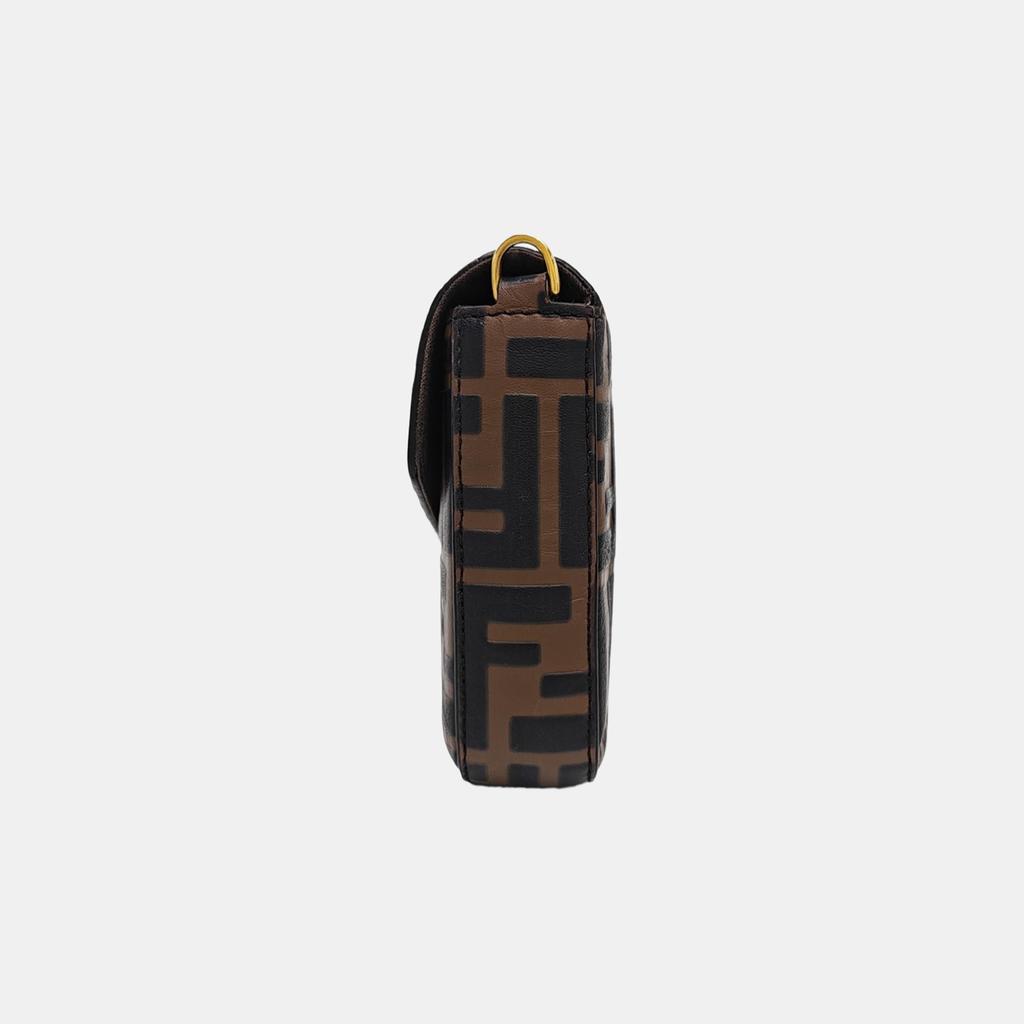 [Б/У] Кошелек-конверт на кожаной цепочке с логотипом FF и узором Monogram, сумка через плечо - Очень хорошее состояние #C4S8GQ