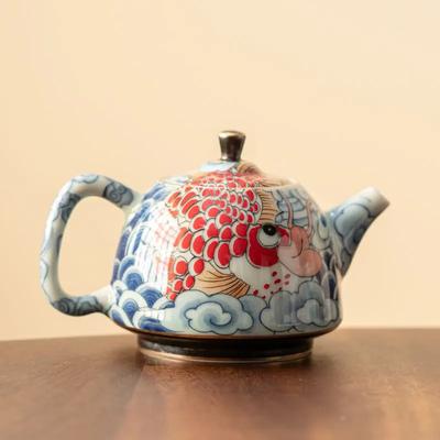 Ретро глазурованный синий и белый дракон рыба чайник Nafu чайный сервиз кунг-фу домашний китайский керамический одиночный чайник для заваривания чая