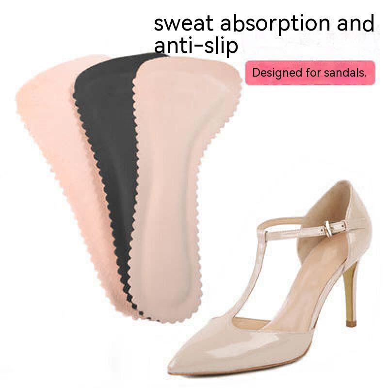 Кожаные женские стельки для сандалий, впитывающая пот подушечка для обуви на высоком каблуке, самоклеящиеся вставки, подушка для подошвы, семиточечная стелька