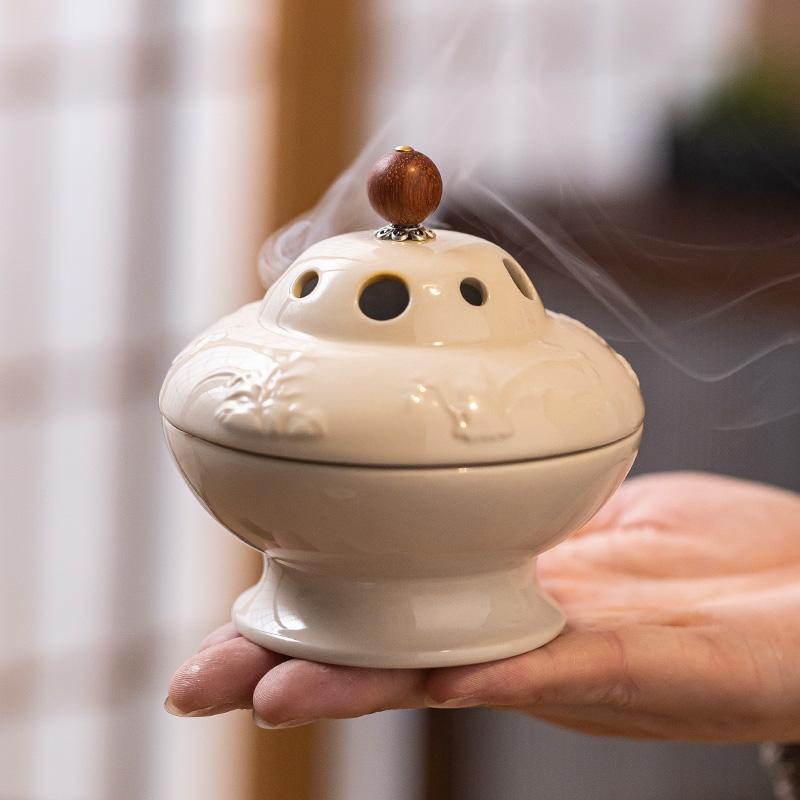 Household creative plate incense burner four gentlemen incense burner tea ceremony ornament indoor incense burner