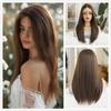 13*6 парики спереди, темно-коричневый синтетический длинный прямой парик с лентами для женщин, повседневный косплей, волосы высокой плотности