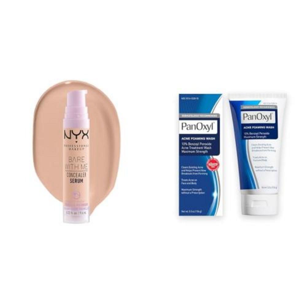 NYX PROFESSIONAL MAKEUP Сыворотка-консилер Bare With Me Light amp PanOxyl 10 Benzoyl Peroxide 55 унций Acne, 1 шт.