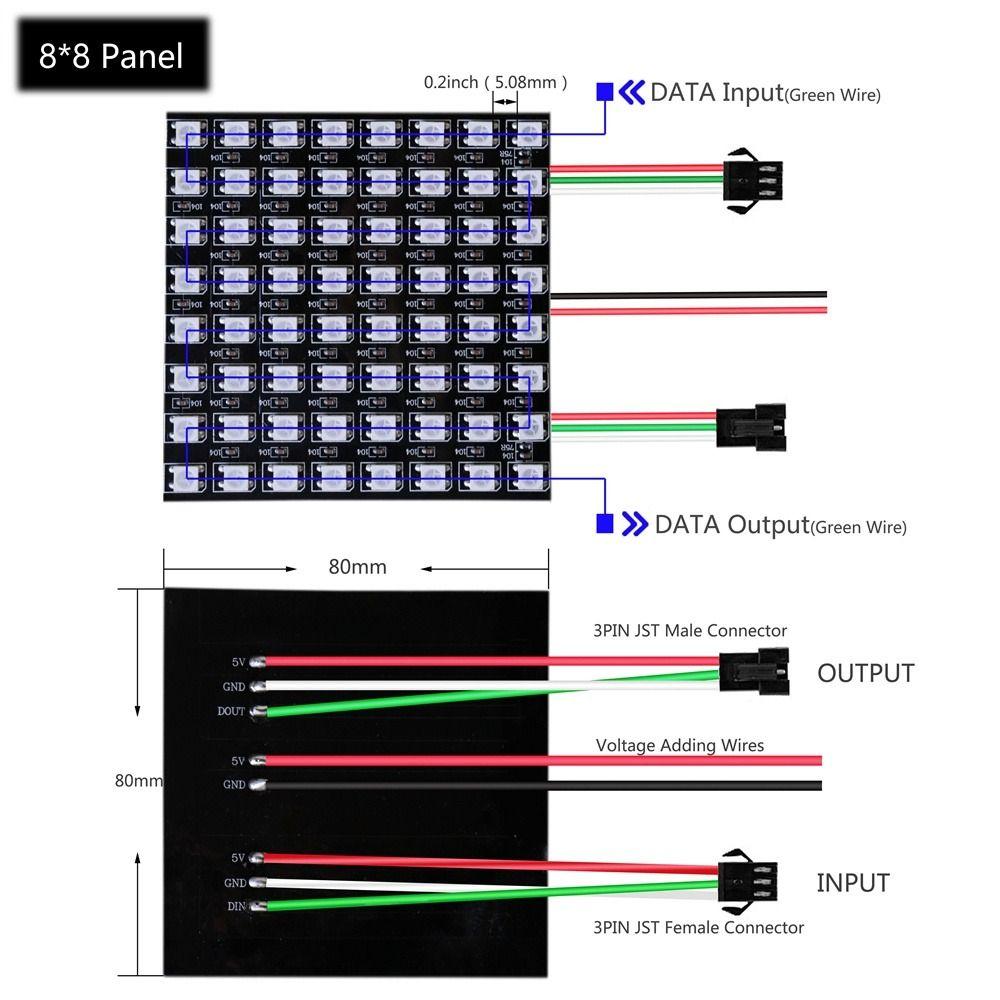 8x32 WS2812 RGB светодиод с модулем IC Pixel Screen Pixels Led Panel Light Panel Matrix Panel Light