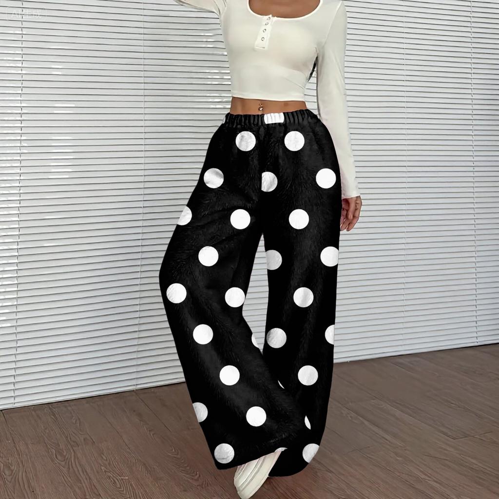 Женские повседневные и модные брюки с принтом, эластичной талией, свободными широкими штанинами