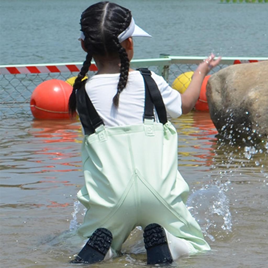 Waders with Integrated Waterproof and Waders Foot Length Ech.Apr Kids' Chest-High Boots, Pants, Pockets, Non-Slip (Light Blue, 18cm)