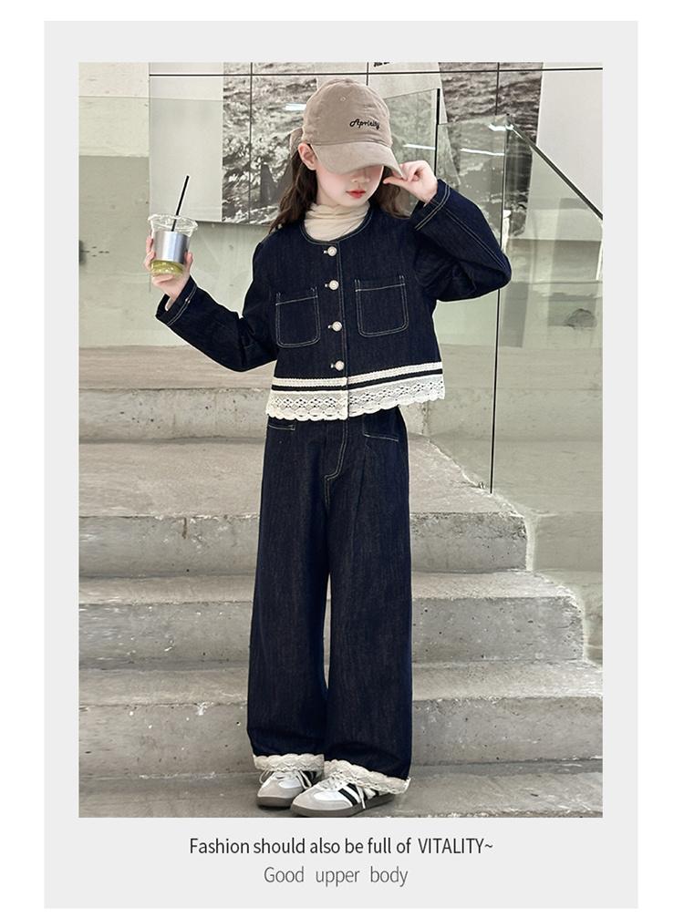 Girls' Cowboy Set Spring 2026 New Style Children's Fashionable Korean Spring and Autumn Girls' Big Children's Autumn Set Two Piece Set