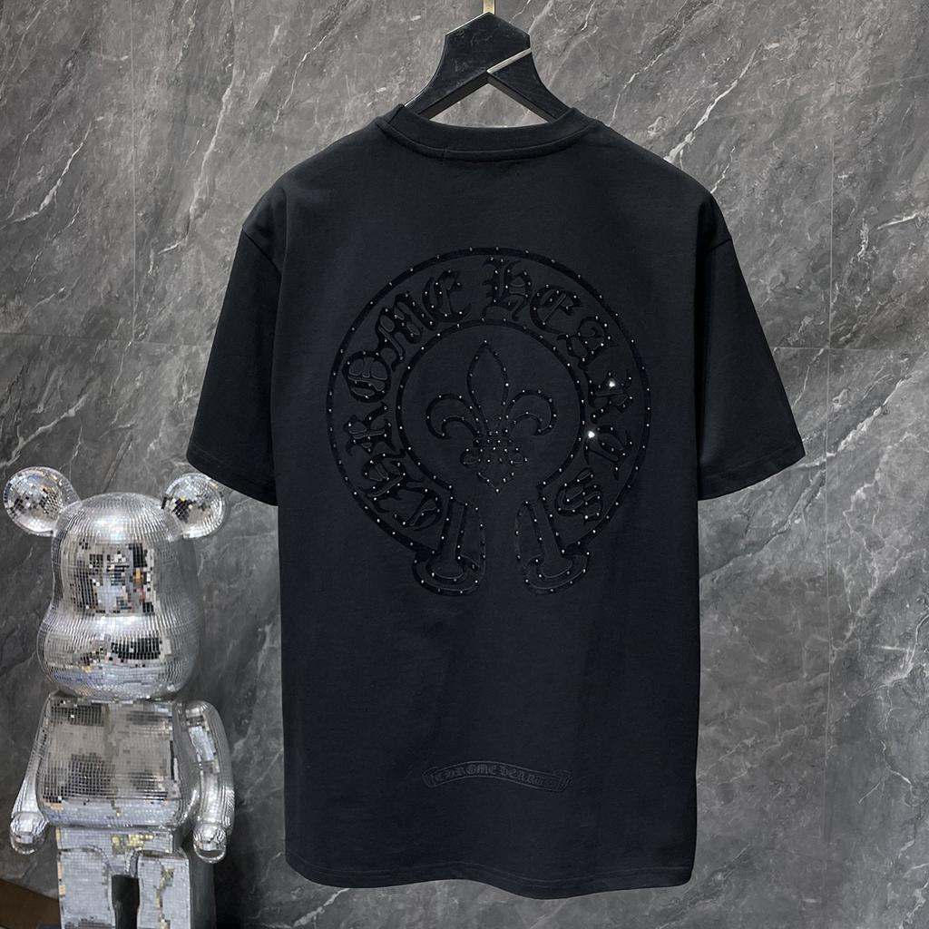 GZ-8933 CHROME HEARTS 2025 Летняя новая высококачественная хлопковая свободная футболка с круглым вырезом большого размера для мужчин и женщин, парная футболка