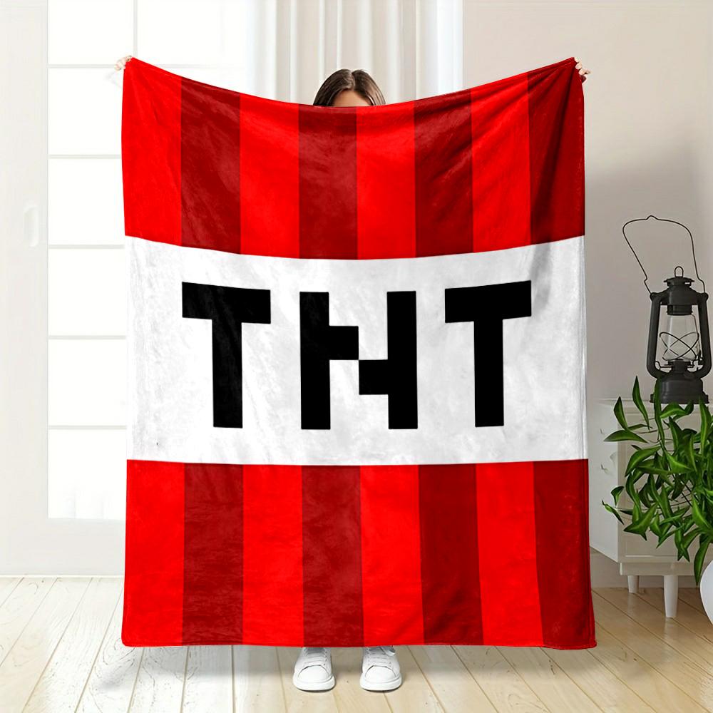 "TNT Pixel Art Red Striped Blanket Design Flannel blanket for bedroom, living room, sofa, and nap sofas."