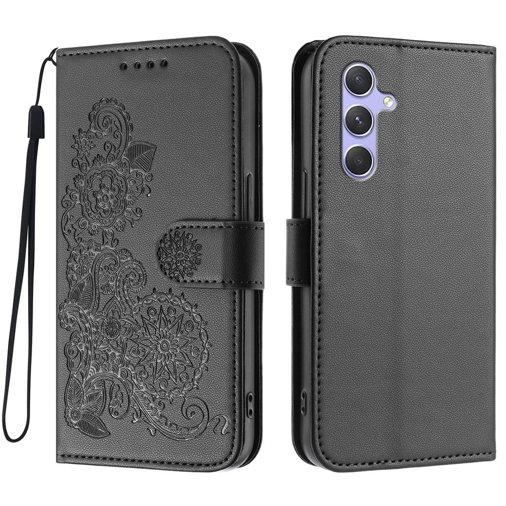 For Samsung Galaxy A54 5G Phone Cases Mandala Flower Leather Wallet Mobile Cover with Strap