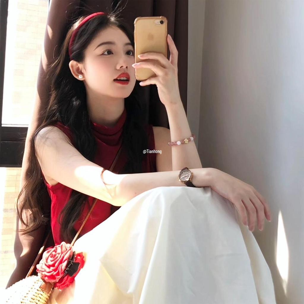 French Red Satin Headband 2025: Stylish Travel Face-Washing Hair Accessory