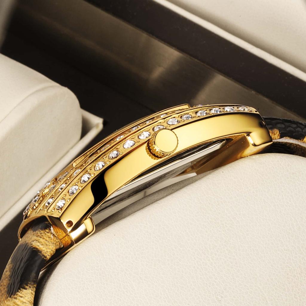 YaLaLuSi Brand Retro Women's Quartz Watch Leopard Strap Stylish and Wild Free Wiping Cloth Gift Box