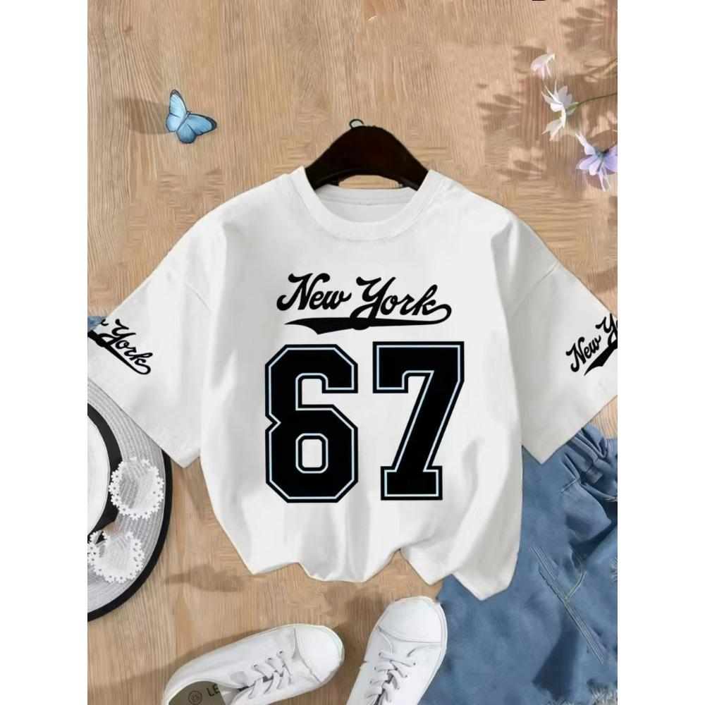 Детская футболка Летняя мода Цифра 67 Личность Американский Повседневный Цифровая печать Одежда для мальчиков Повседневная Девочка Футболки с коротким рукавом Топ