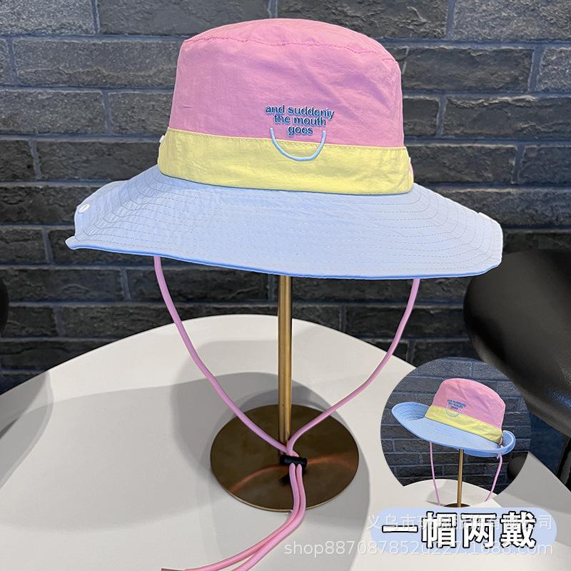 Retro tooling color matching quick-drying bucket hat women's summer outdoor travel sunshade sunscreen hiking hat