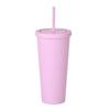 Double Wall Plastic Tumbler With Straw 24oz Large Capacity Matte Finish Travel Cup Office Home Car Outdoor