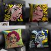 RRoy Lichtenstein Pop Подушка Чехол Натуральный Лен Органическая Ткань Двусторонняя Печать Диван Домашний Декор Подарок Наволочка