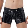 Men Underwear Shiny Metallic Latex Lingerie Erotic Open Butt Boxer Shorts Removable Bulge Pouch Shorts Underpant Boxer Underwear