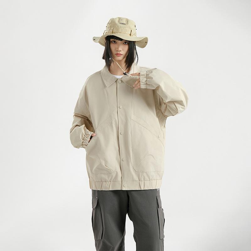 Spring and Autumn Jacket Lapel Baseball Jacket Men's and Women's Outdoor Casual