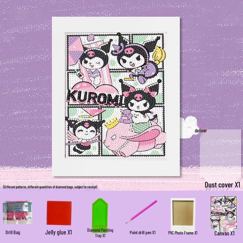 Детская алмазная мозаика Sanrio с наклейками-рамкой - Набор для самостоятельного изготовления, ручная работа, подарок