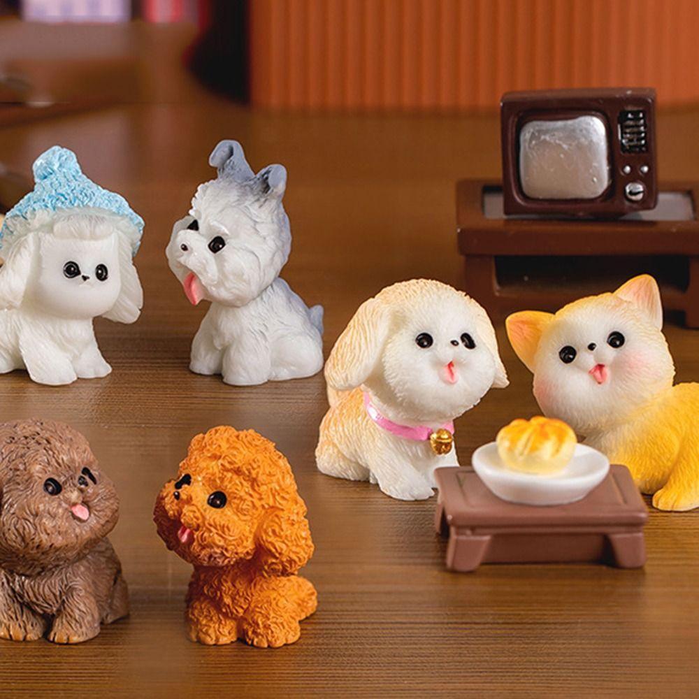 Miniature Puppy Figurine Garden Ornament Dog Sculpture Cute Animal Figurine Home Decor