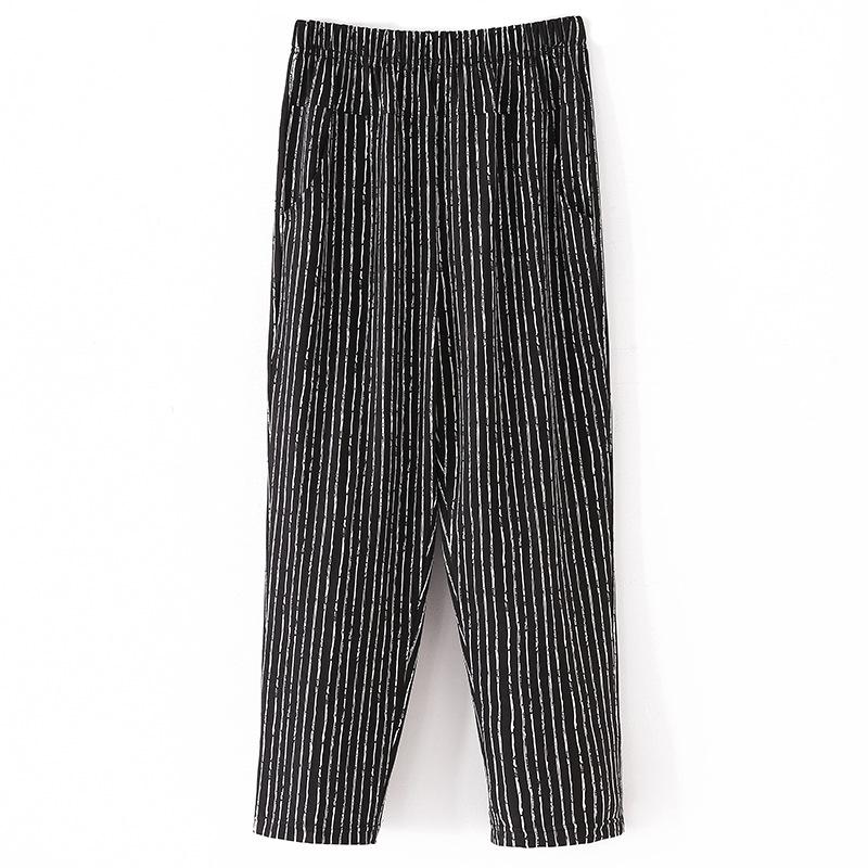 XL-8XL женские брюки летние брюки для пожилых людей свободные девятые брюки прямые брюки мамины брюки с цветочным принтом брюки для толстой бабушки