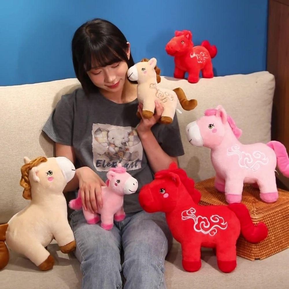 Letter Print Plush Horse Doll 2026 Horse Year Pony Animal Toys Zodiac Horse Figurine  Birthday Gift