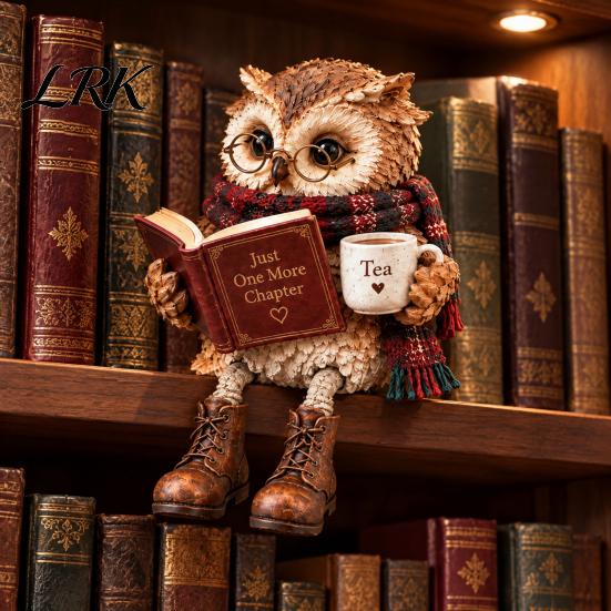 Уникальные праздничные подарки для книголюбов Фигурка Сова-Читатель, Смоляная Статуэтка с Подвешенными Ногами и Очками, Милый Декор для Книжной Полки, Подвешиваемый на Край, Настольный Декор