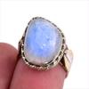 Natural Rainbow Moonstone Gemstone Two Tone 925 Sterling Silver Ring S.5.5 H6Q85