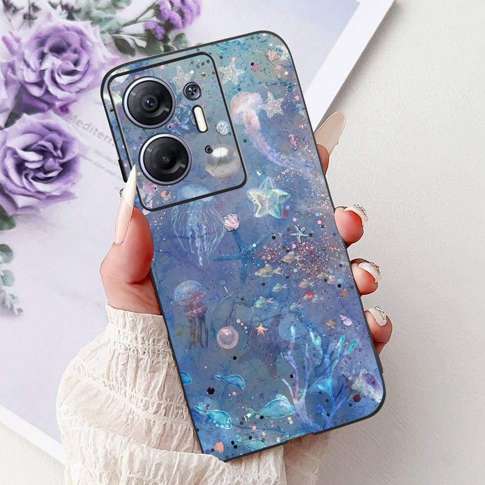 For Infinix Hot 30 5G Elegant Butterfly Cat Printed Phone Case For Infinix Hot30 5G X6832 Black Silicone Soft TPU Cases Bumpers
