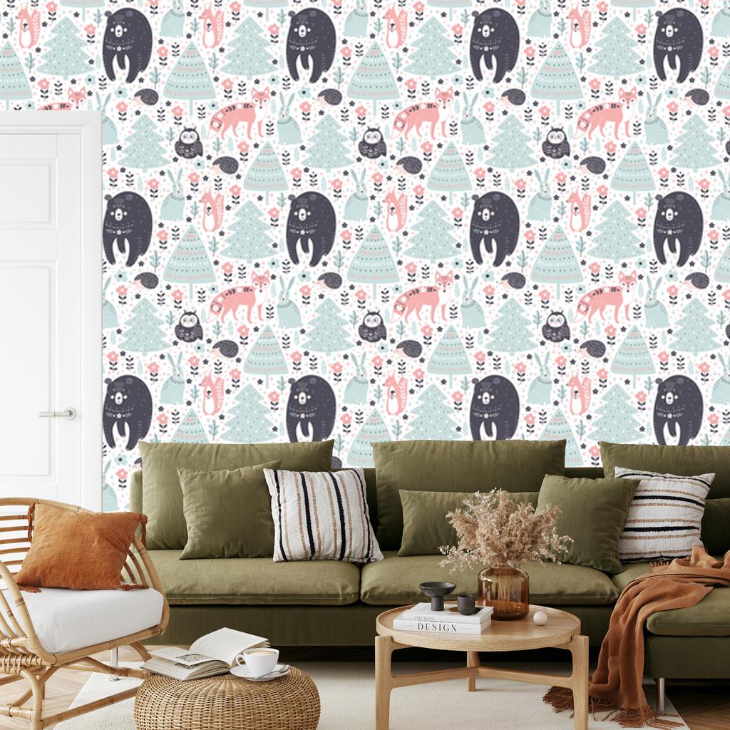 Forest Animals Wallpaper for Living Room and Bedroom 50x1000